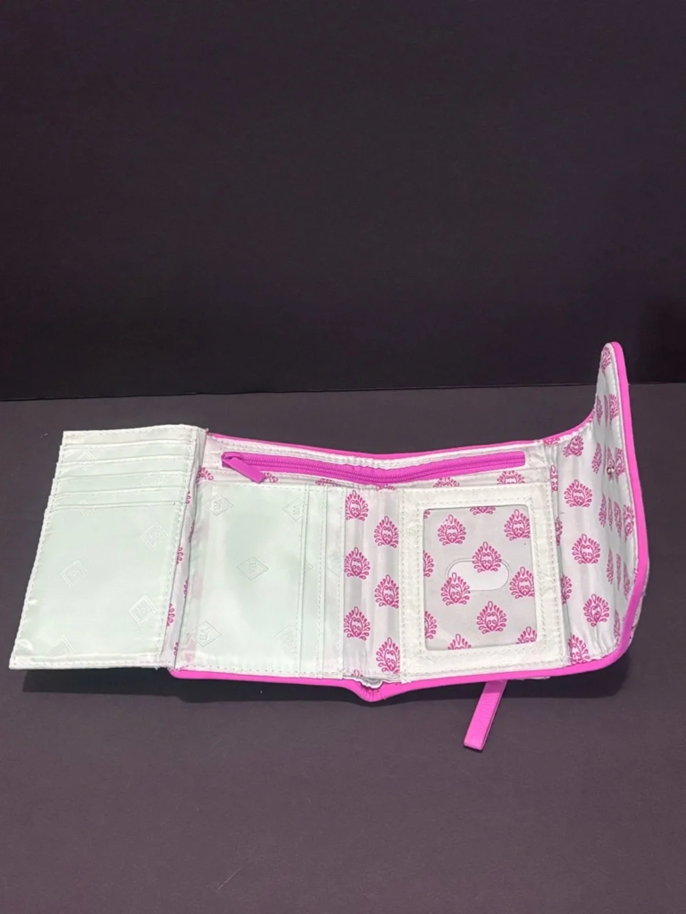 Vera Bradley Quilted Floral Trifold Wallet in Dusted Mint, Pink and Blue (RFID) - Picture 7 of 7